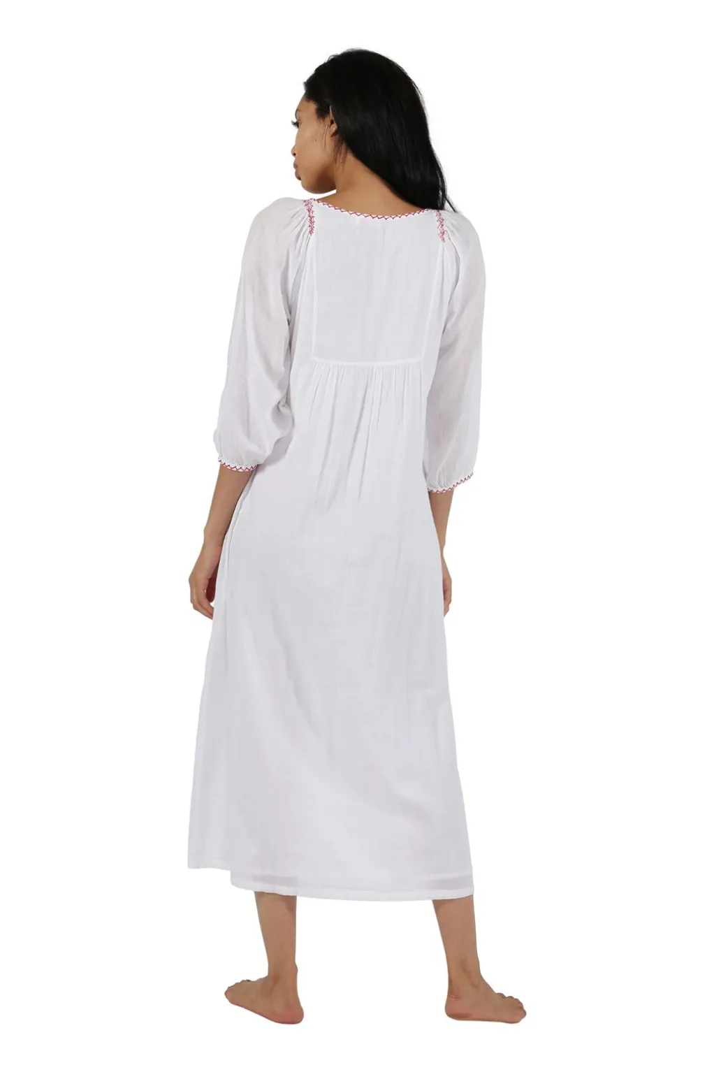 La Cera™ 100% Cotton Embroidered Gown With Lining