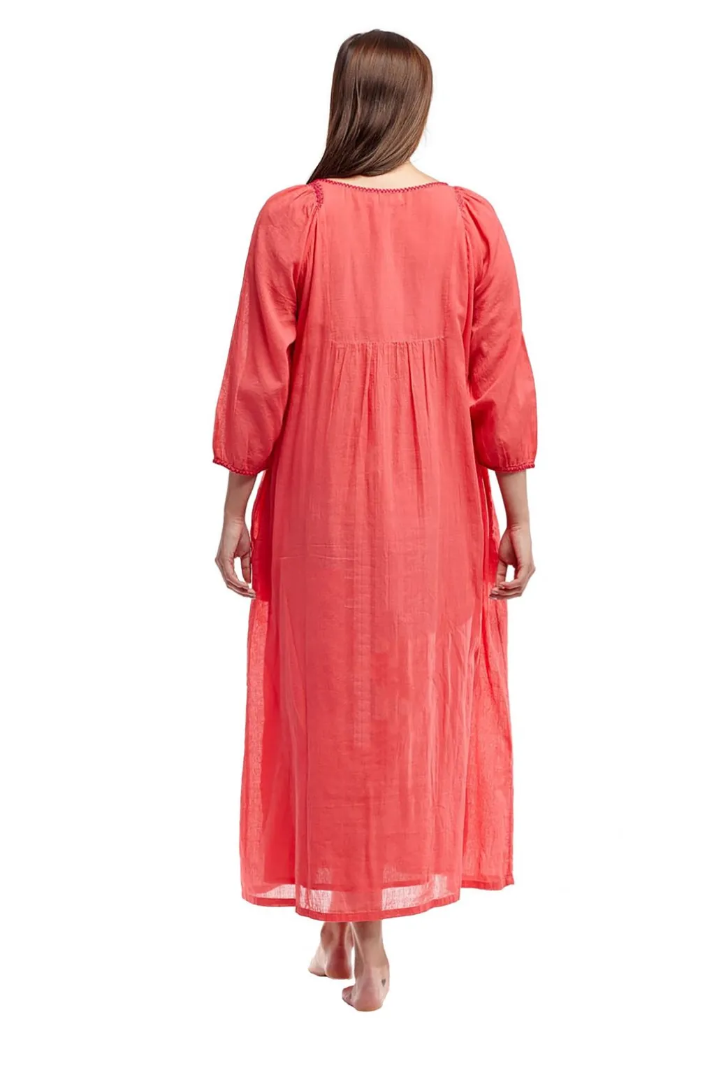 La Cera™ 100% Cotton Embroidered Gown With Lining
