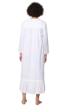 La Cera™ 100% Cotton Embroidered Long Sleeve Gown