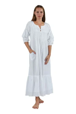 La Cera™ 100% Cotton Embroidered Long Sleeve Gown