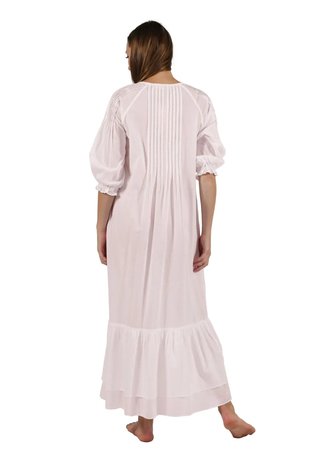 La Cera™ 100% Cotton Embroidered Long Sleeve Gown