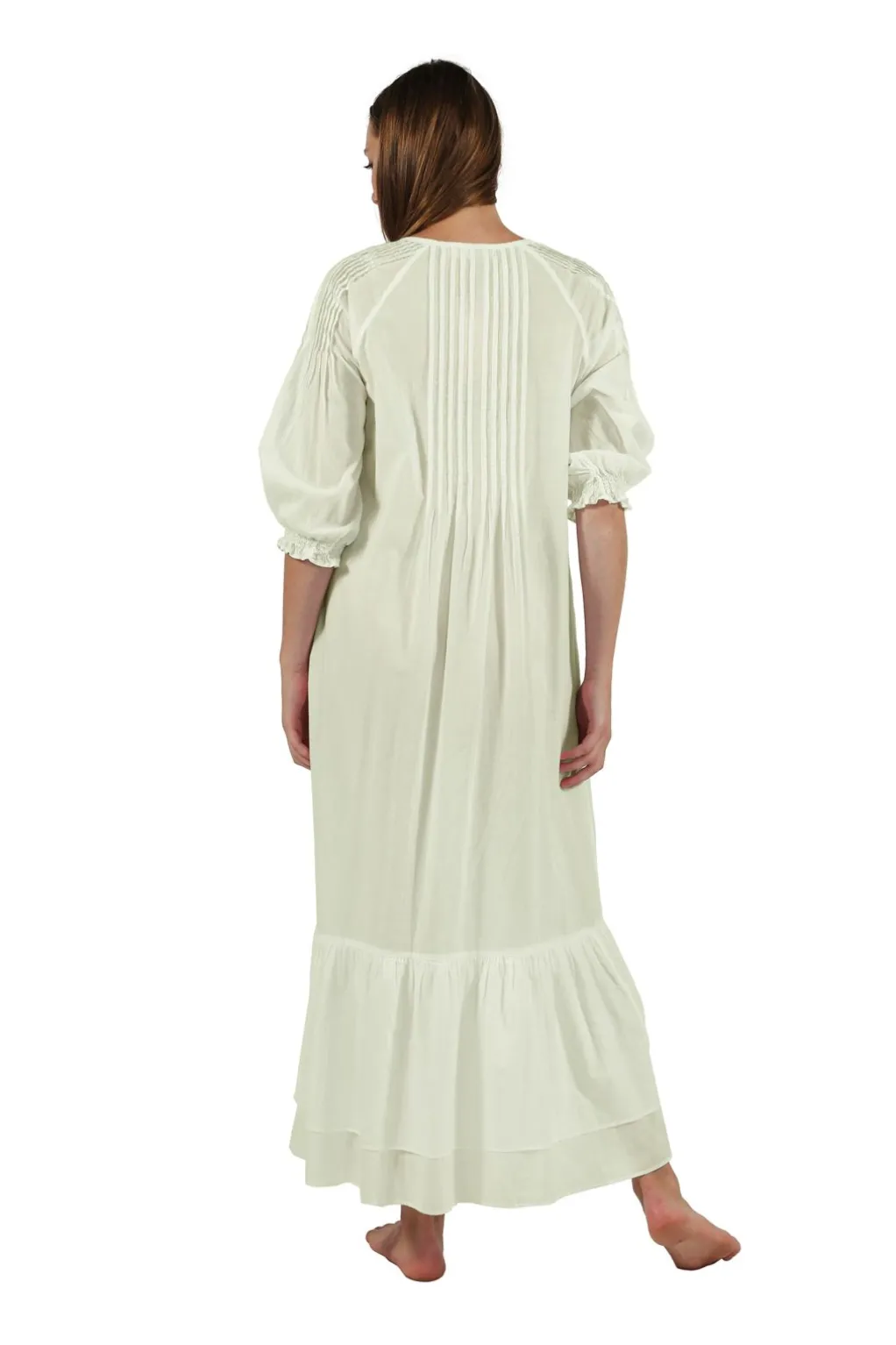 La Cera™ 100% Cotton Embroidered Long Sleeve Gown