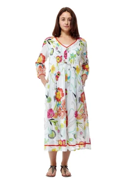 La Cera™ 100% Cotton Floral Print Caftan