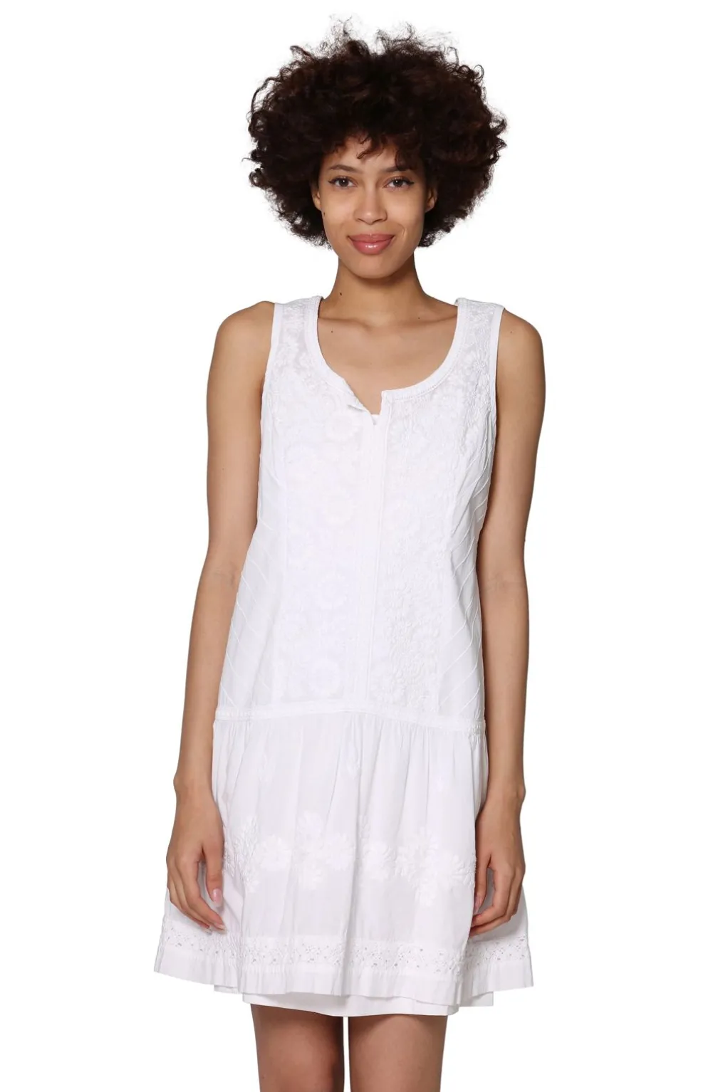 La Cera™ 100% Cotton Sleeveless Drop Waist Chemise
