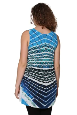 La Cera™ Abstract Printed Sleeveless A-Line Top