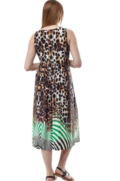 La Cera™ Animal Print Sleeveless Maxi Dress