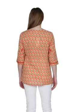 La Cera™ Block Print Tunic With Tonal Embroidery
