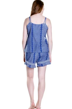 La Cera™ Blue Batik Print Cotton Boxer Short Pjs
