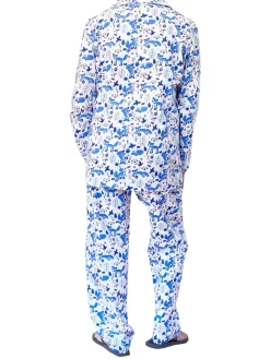 La Cera™ Blue Fox Flannel Pajama Set