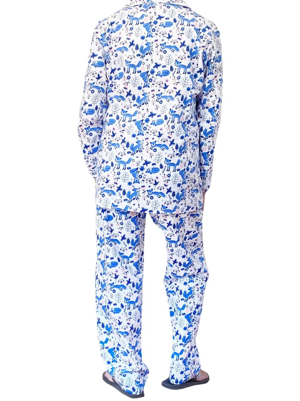 La Cera™ Blue Fox Flannel Pajama Set