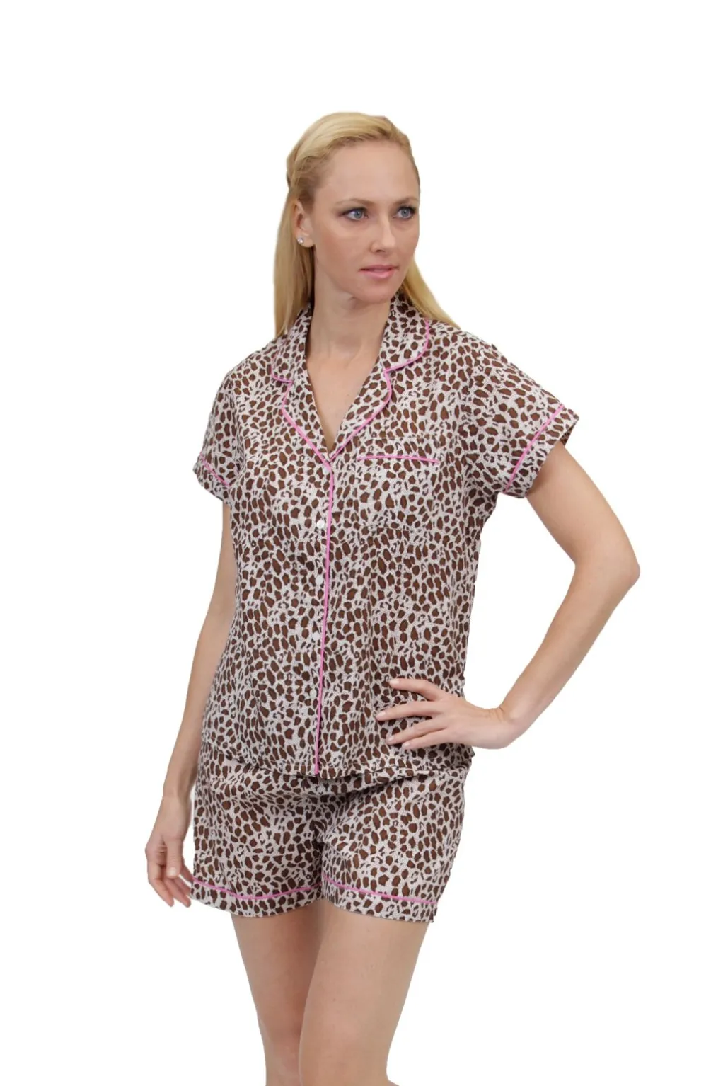 La Cera™ Cheetah Print Plus Size Pajamas