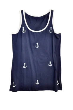 La Cera™ Cotton Knit Tank With Anchor Embroidery - Plus Size