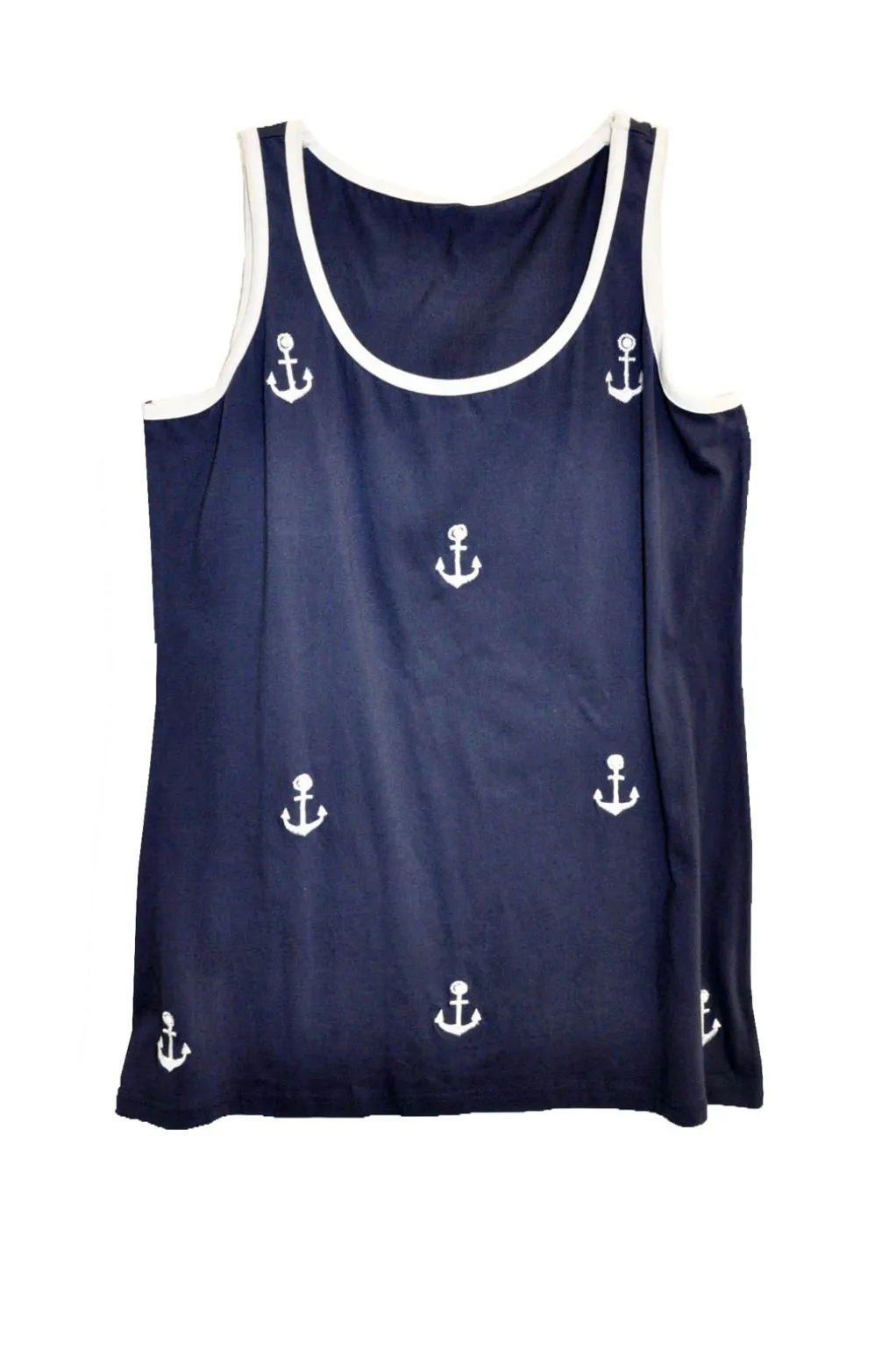 La Cera™ Cotton Knit Tank With Anchor Embroidery - Plus Size