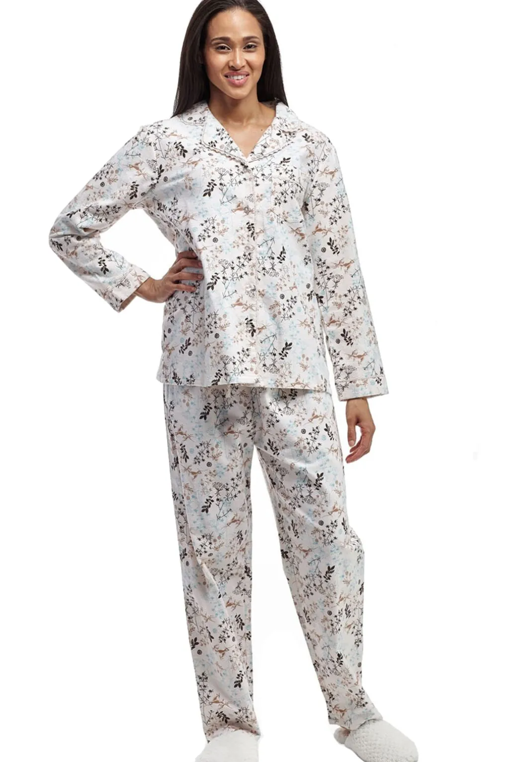 La Cera™ Flannel Long Sleeve Pajama Set