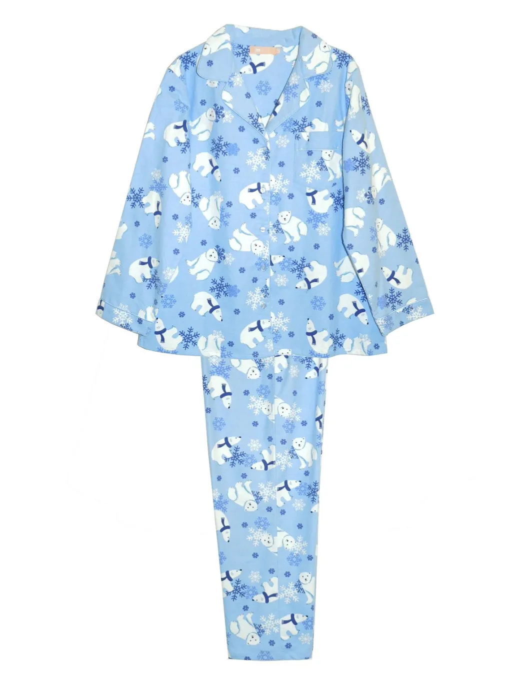 La Cera™ Flannel Polar Bear Plus Size Pajama Set