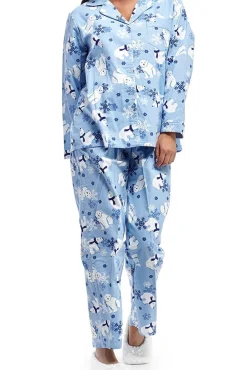 La Cera™ Flannel Polar Bear Plus Size Pajama Set