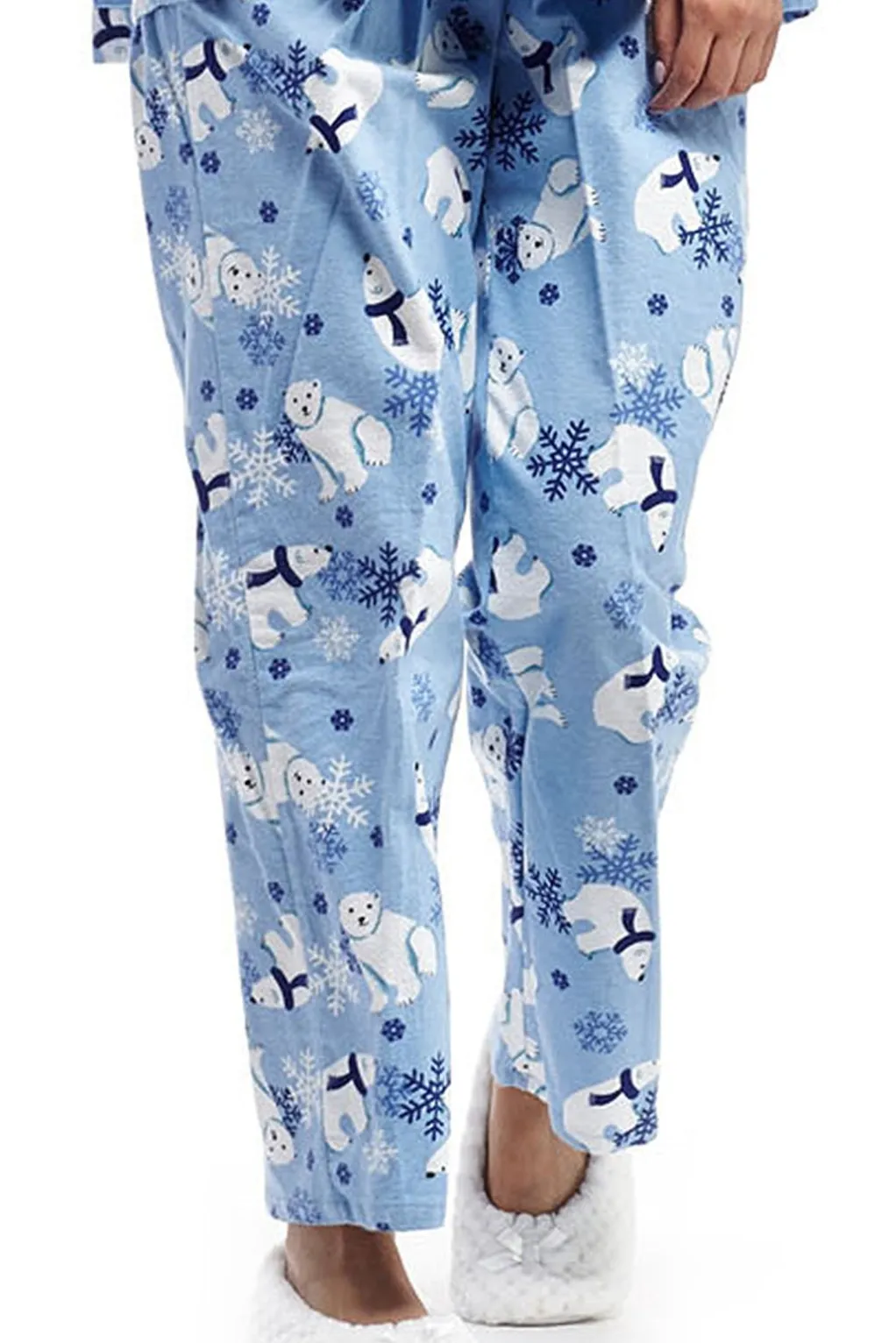 La Cera™ Flannel Polar Bear Plus Size Pajama Set