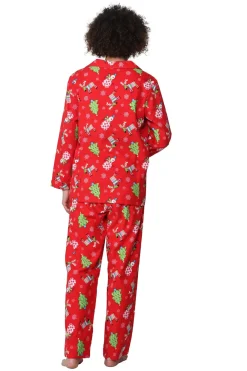 La Cera™ Flannel Reindeer Print Pajama Set