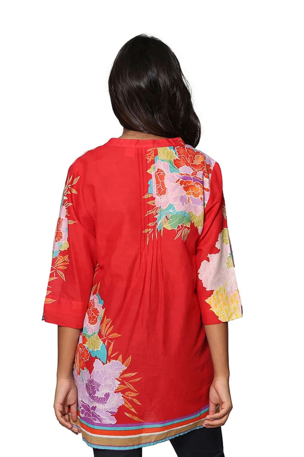 La Cera™ Floral Border Print Tunic With Release Pleats