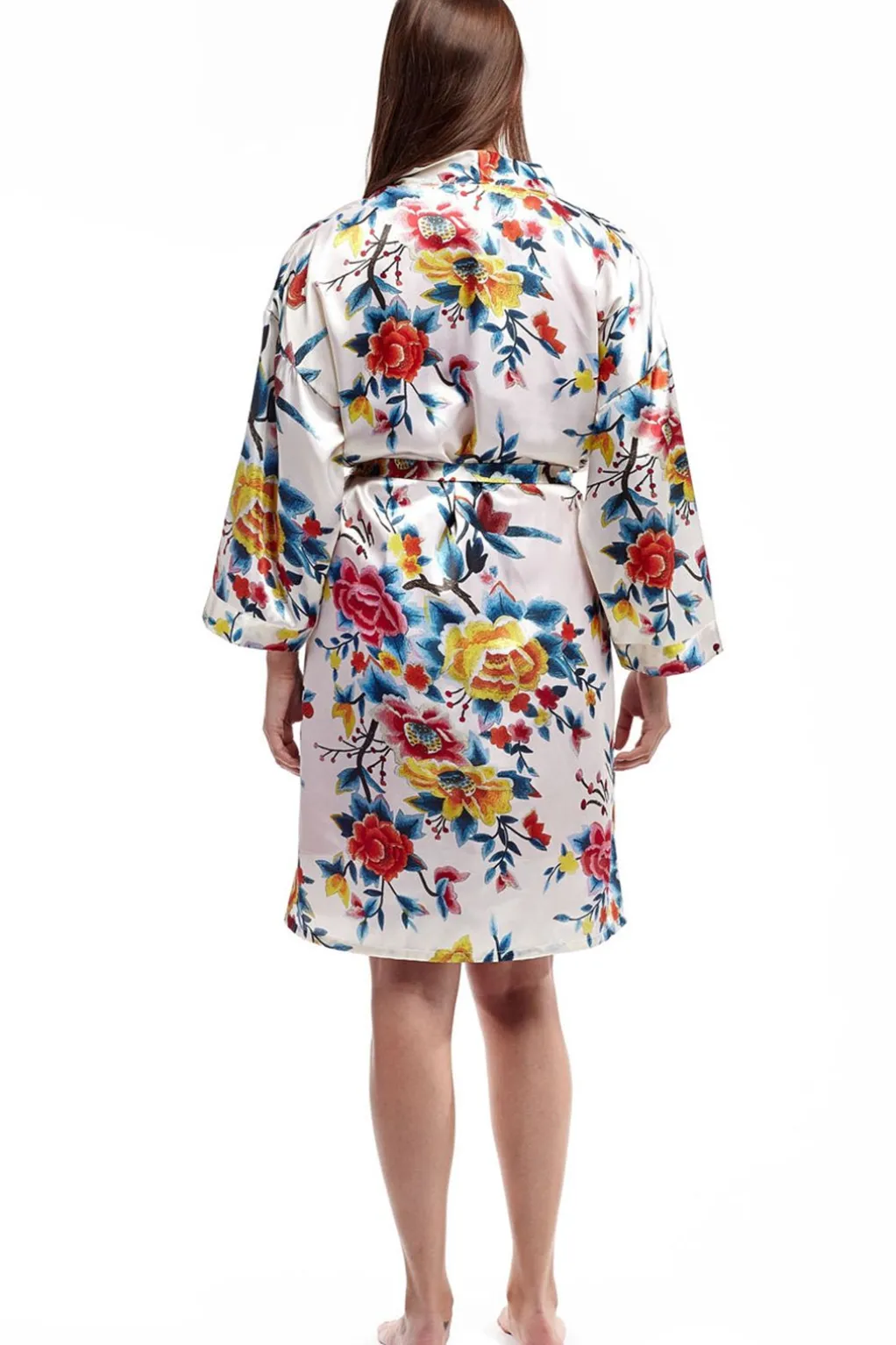 La Cera™ Floral Multi Colo Satin Robe