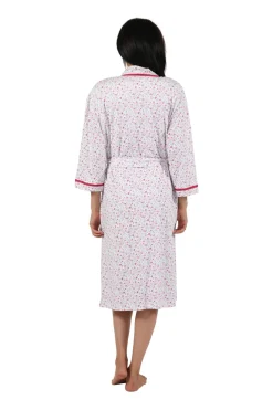 La Cera™ Floral Print Knit Robe