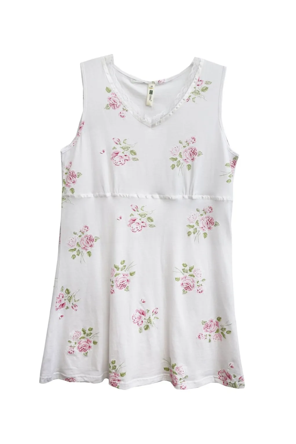 La Cera™ Floral Printed Cotton Knit Chemise - Plus Size