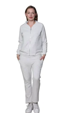 La Cera™ French Terry Cotton 2-Piece Zip-Front Track Pant Set