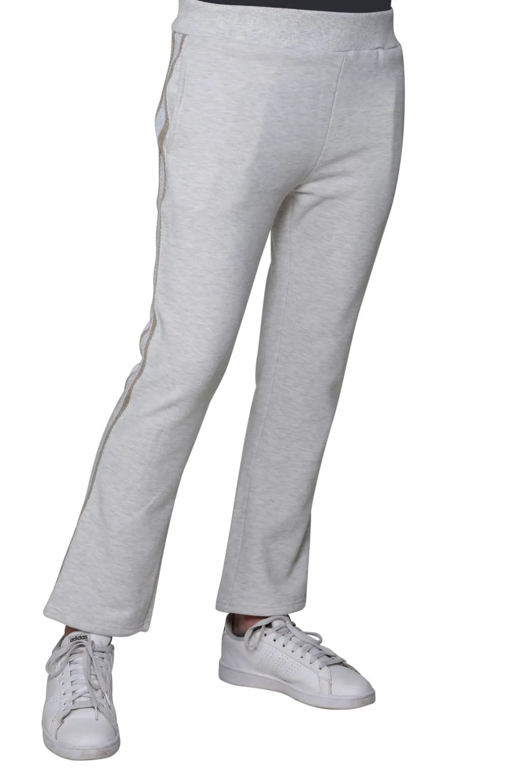 La Cera™ French Terry Pant With Lurex Tuxedo Stripe Trim