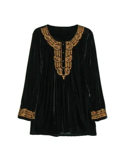 La Cera™ Gold Leaf Velour Plus Size Top