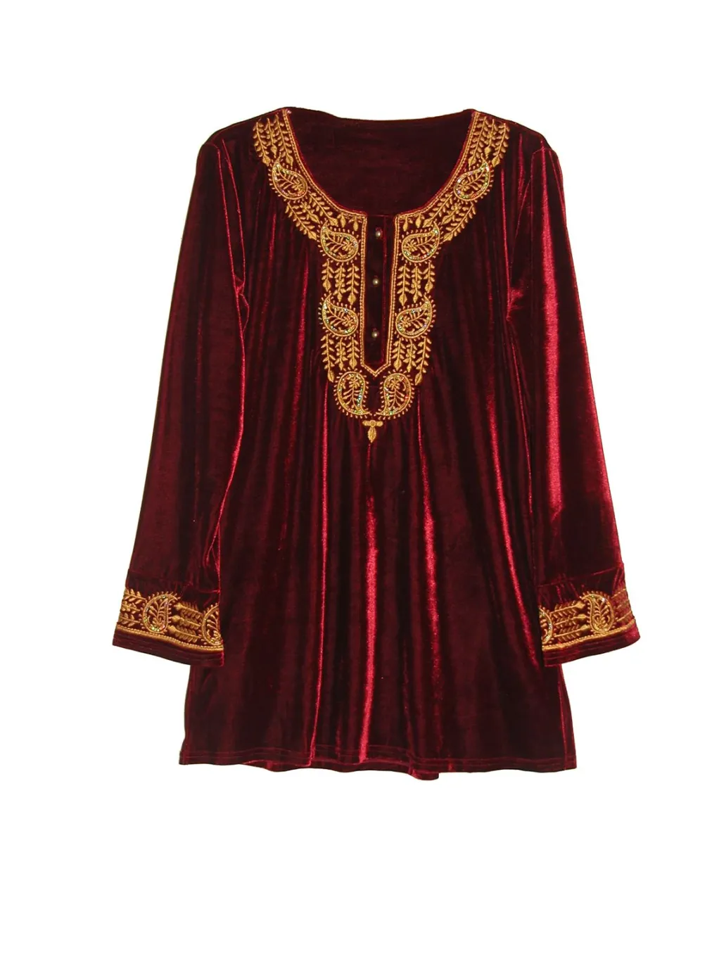 La Cera™ Gold Leaf Velour Plus Size Top