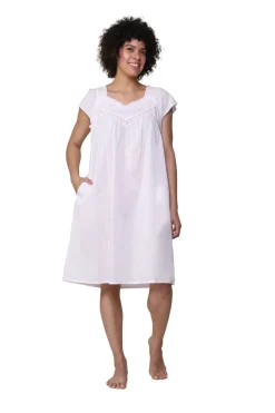 La Cera™ La Cera 100% Cotton Embroidered Sweetheart Chemise