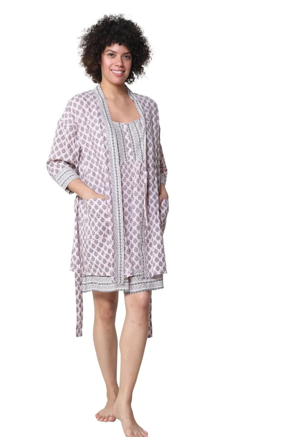 La Cera™ La Cera 100% Cotton Short Kimono Wrap