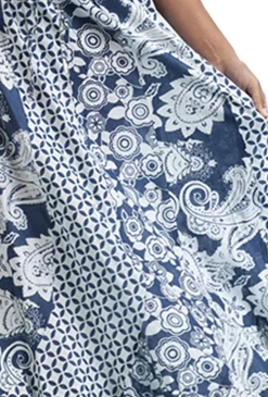 La Cera™ La Cera 100% Cotton Voile Mixed Printed Maxi Skirt