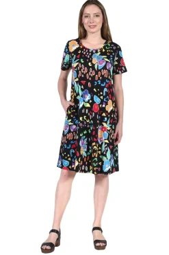 La Cera™ La Cera Abstract Floral Print Cotton Dress