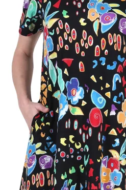 La Cera™ La Cera Abstract Floral Print Cotton Dress
