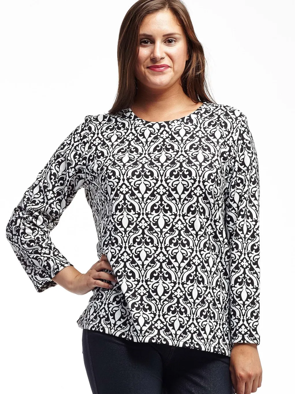 La Cera™ La Cera Baroque Print Pullover Top