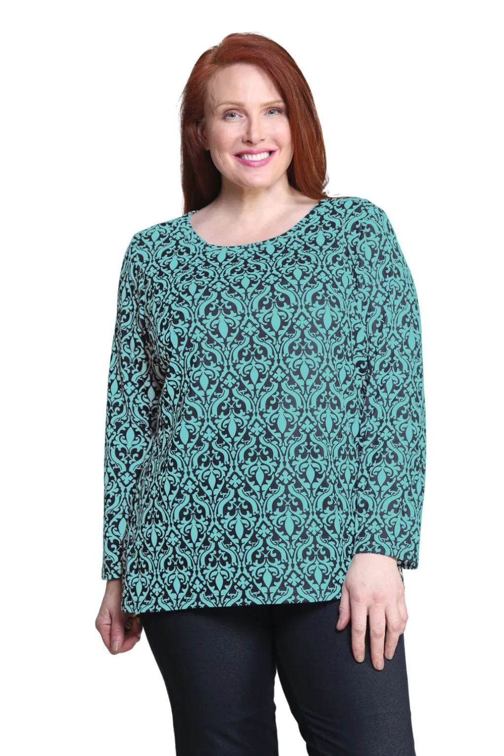 La Cera™ La Cera Baroque Print Pullover Top - Plus Size
