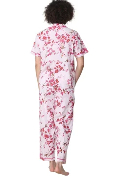 La Cera™ La Cera Cherry Blossom Floral Cotton Pajama Set