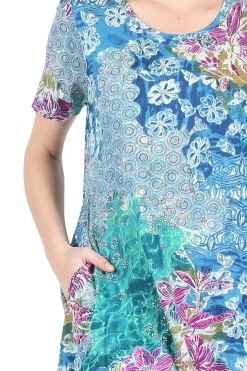 La Cera™ La Cera Cotton Floral Jersey Knit A-Line Dress