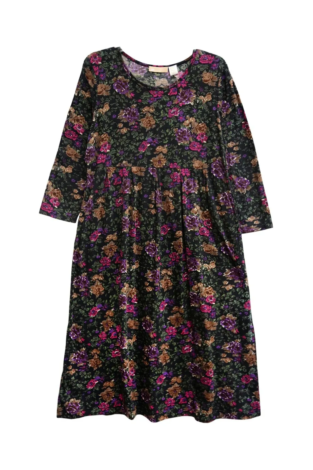 La Cera™ La Cera Cotton Knit Jersey Floral Printed Dress