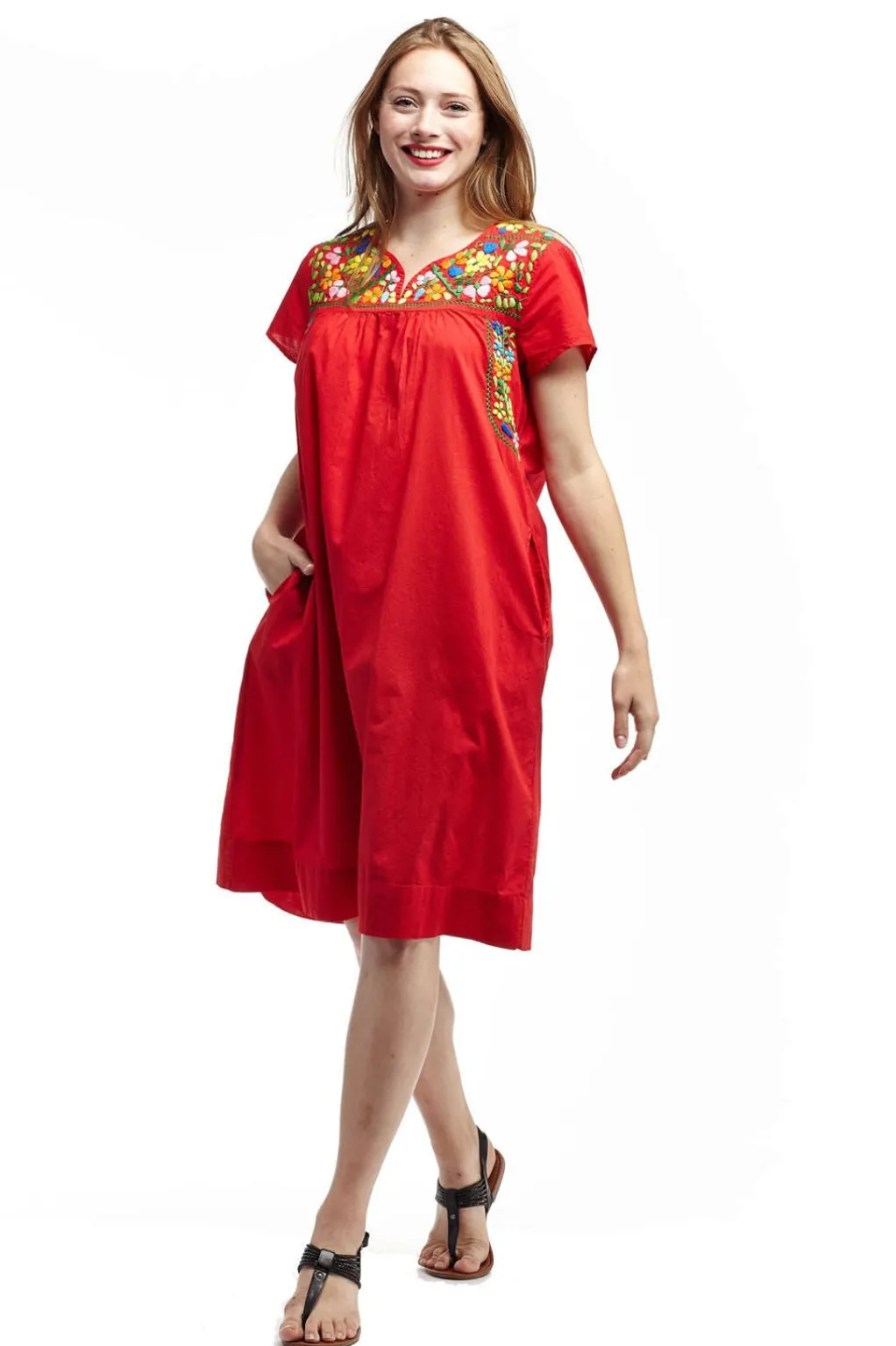 La Cera™ La Cera Embroide Short Sleeve Dress