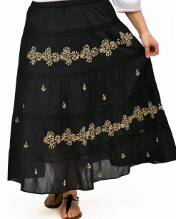 La Cera™ La Cera Embroidered Detail Peasant Skirt