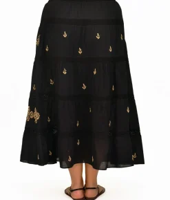 La Cera™ La Cera Embroidered Detail Peasant Skirt