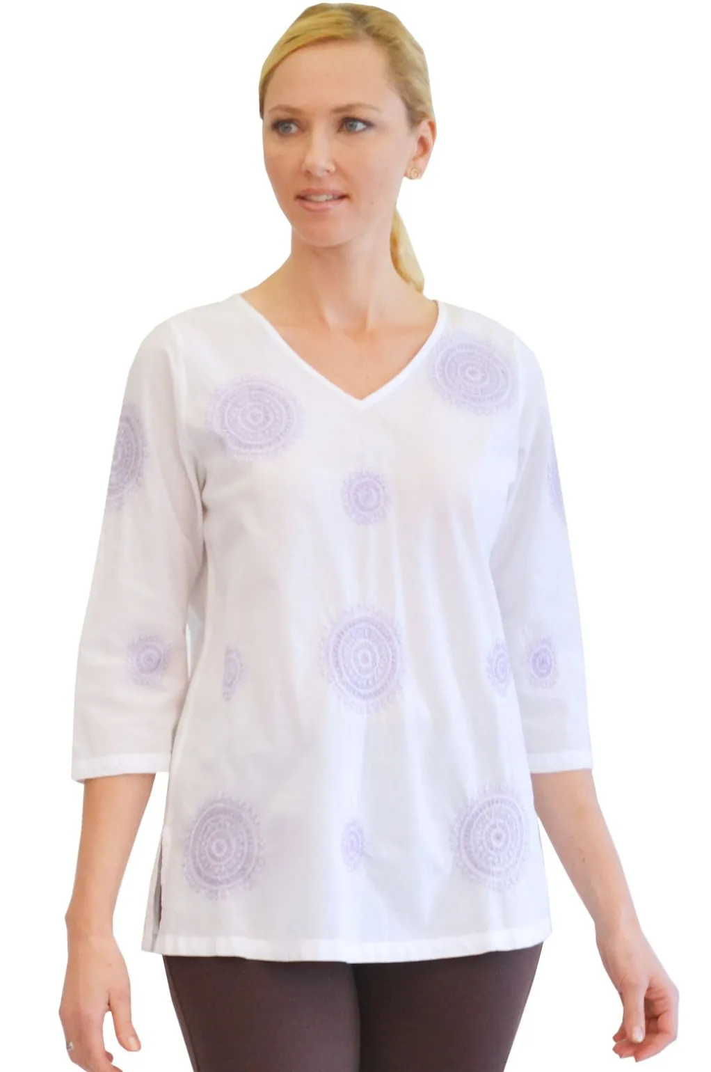 La Cera™ La Cera Embroidered V-Neck Shirt