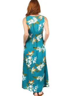La Cera™ La Cera Floral Printed Sleeveless Rayon Maxi Dress