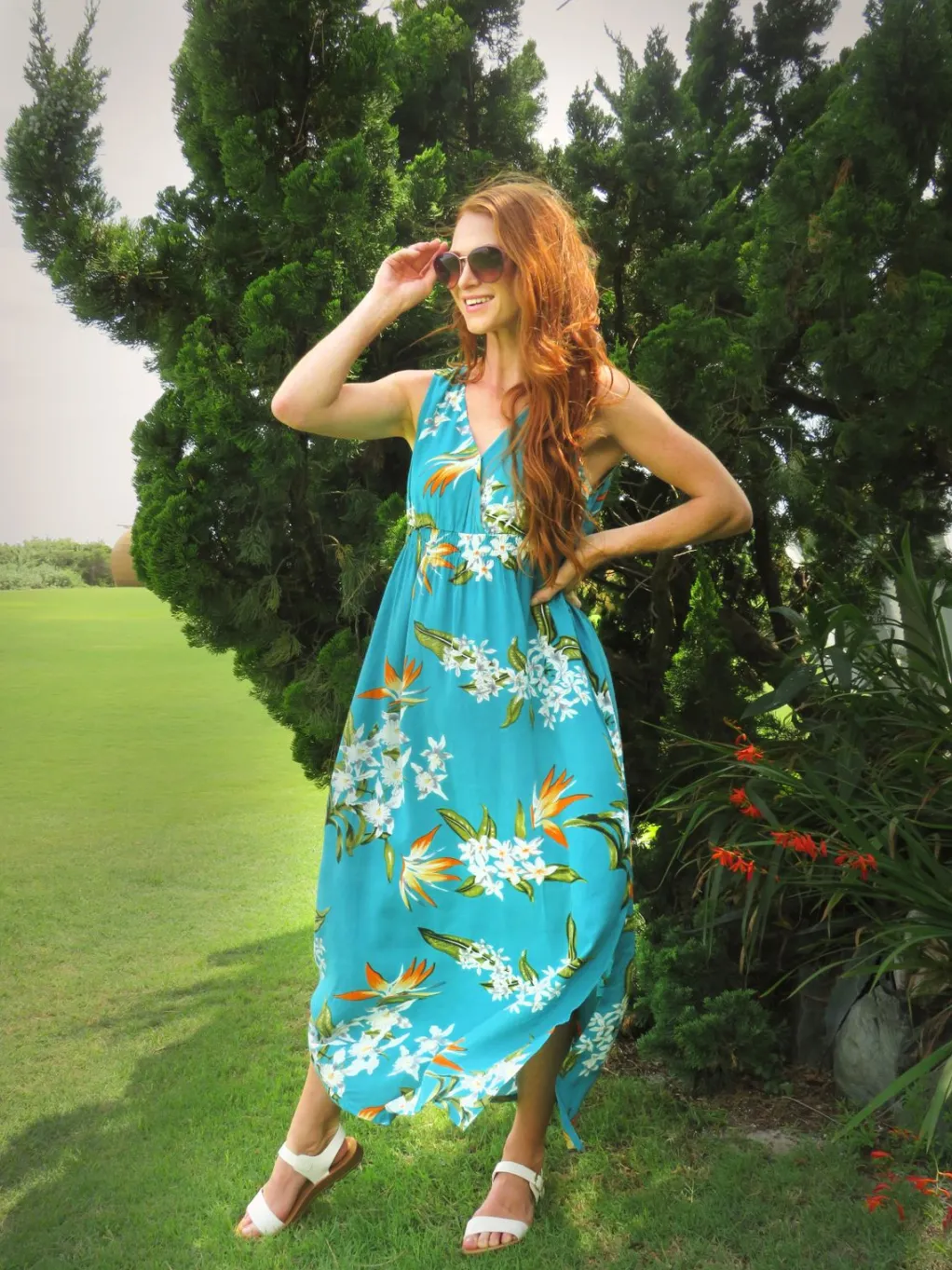 La Cera™ La Cera Floral Printed Sleeveless Rayon Maxi Dress