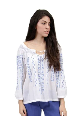 La Cera™ La Cera Hand-Embroidered Peasant Top