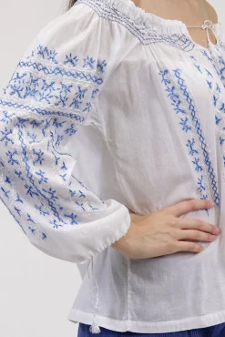 La Cera™ La Cera Hand-Embroidered Peasant Top