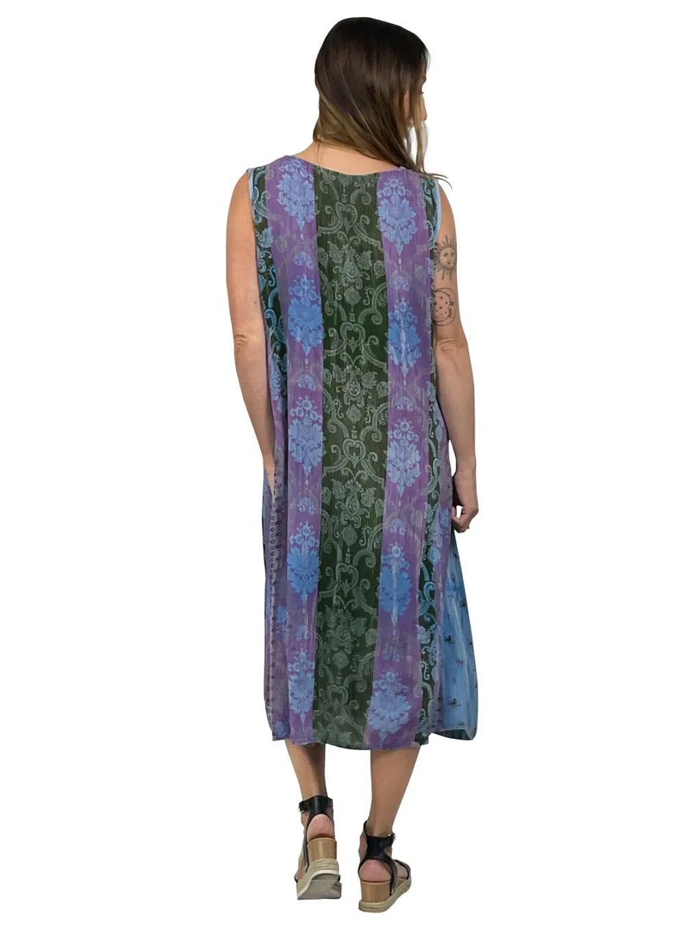 La Cera™ La Cera Jacobean Floral Print Sleeveless Dress