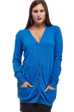 La Cera™ La Cera Long Sleeve Boyfriend Cardigan - Plus Size